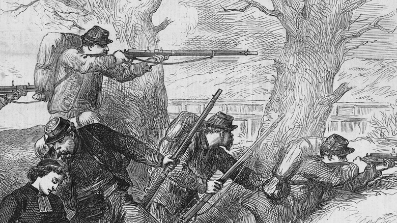 French troops return fire against Prussia