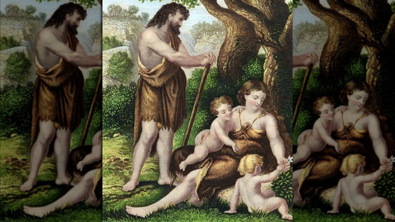 Adam and Eve with Cain and Abel painting