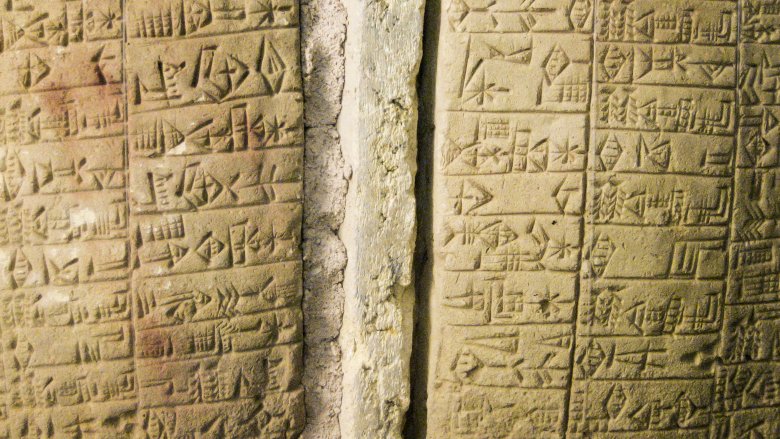 Cuneiform on clay tablets