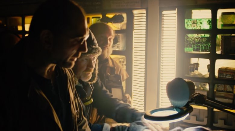 Adam Savage with Dave Bautista in 2048: Nowhere to Run scene