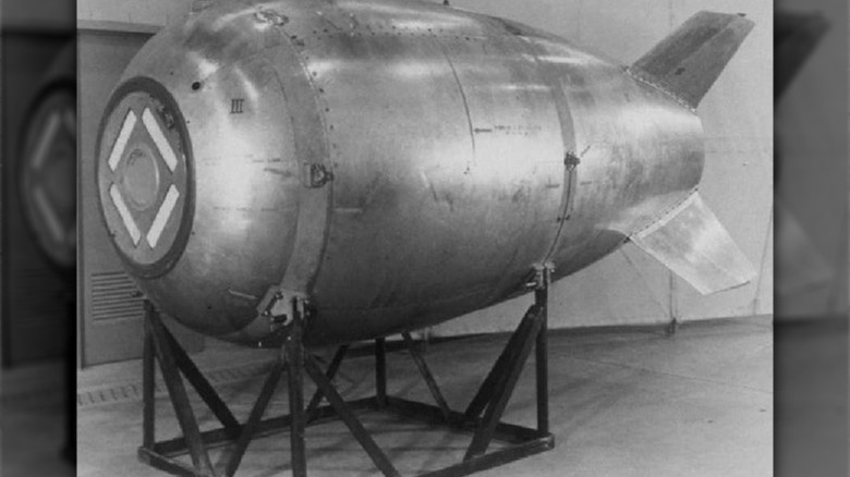 nuclear bomb on stand