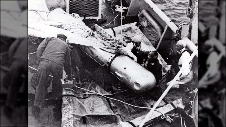 Recovered bomb aboard USS Petrel