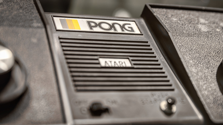 closeup of an Atari Pong machine