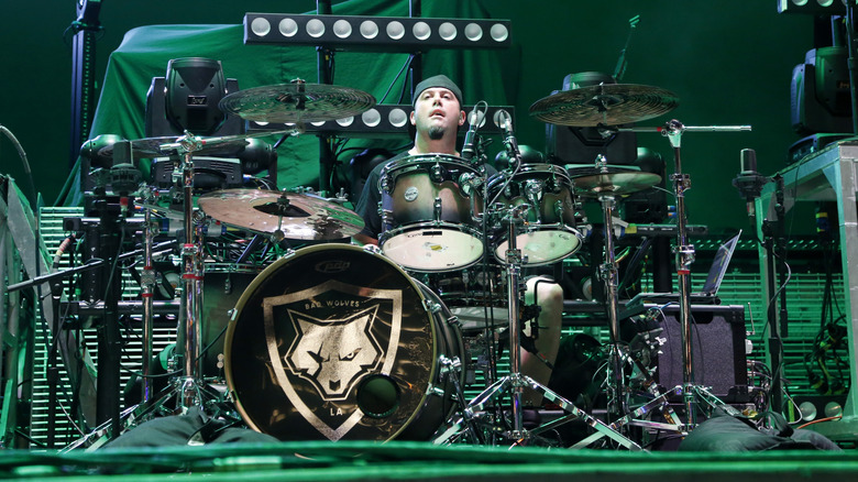 John Boecklin playing drums