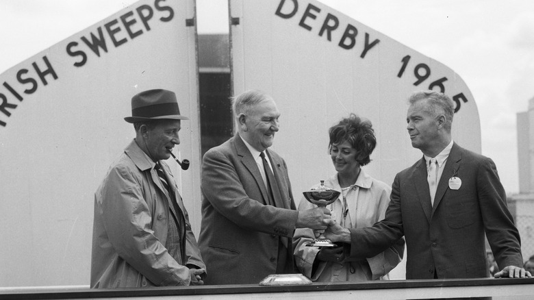 Bing Crosby presenting horse racing award