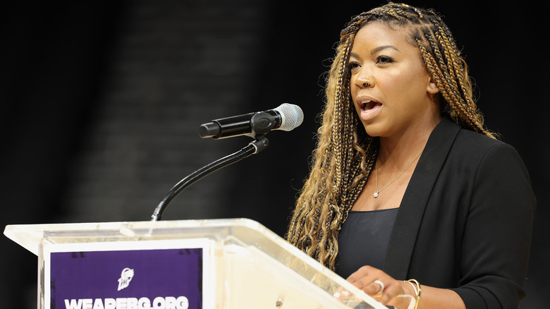 Cherelle Griner speaks during a rally
