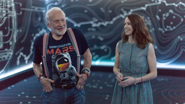 Buzz Aldrin speaking at a preview of NASA's Destination: Mars experience