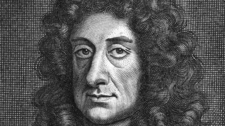 Charles II looks out from an etching