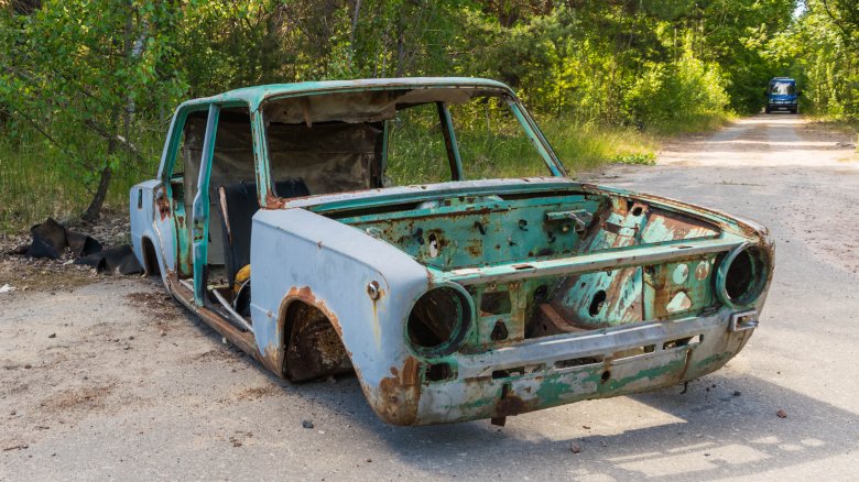 car in Chernobyl