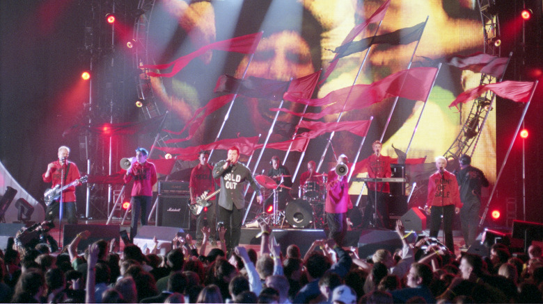 chumbawamba band performing on stage