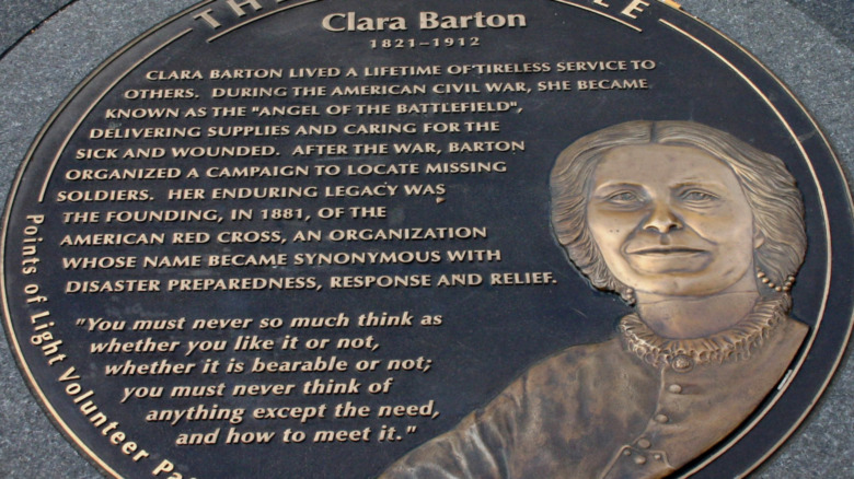 Cropped photo by David on Flickr of the memorial to Clara Barton in Washington, D.C., https://creativecommons.org/licenses/by/2.0/