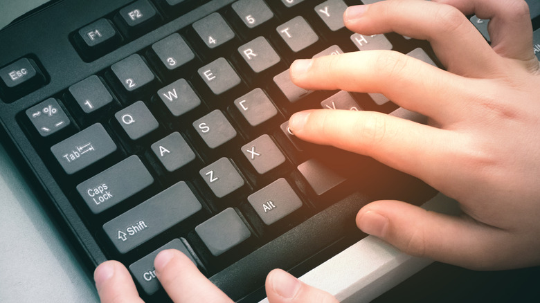 Typing on a keyboard