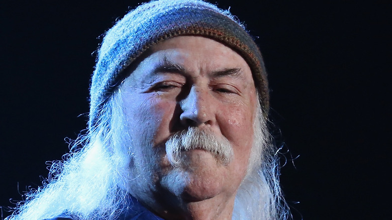 David Crosby wearing beanie