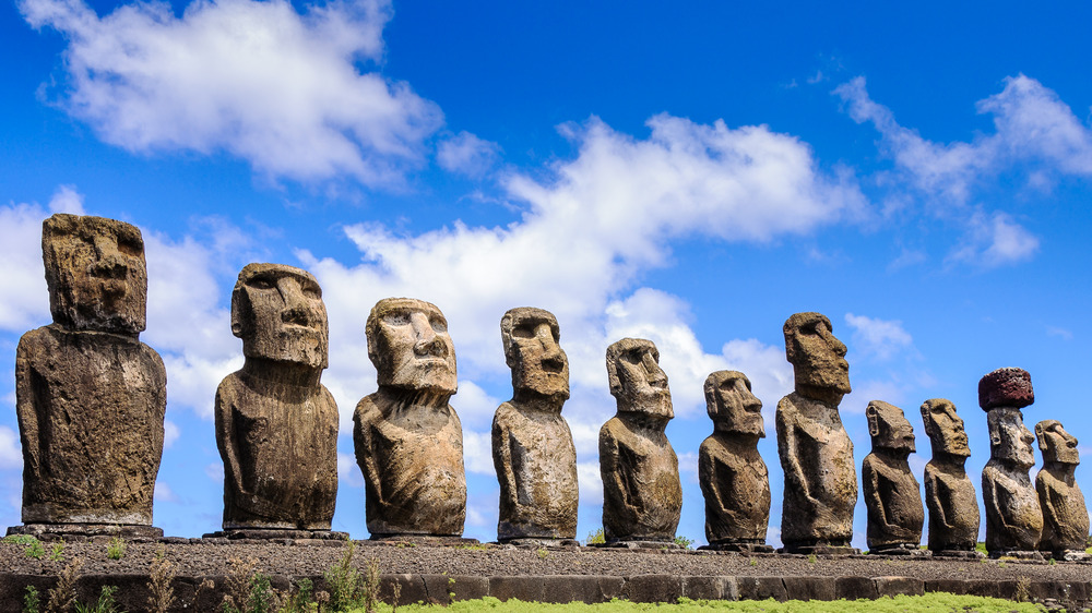 Moai line at Easter Island