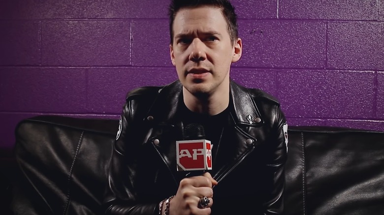 Tobias Forge black leather jacket being interviewed