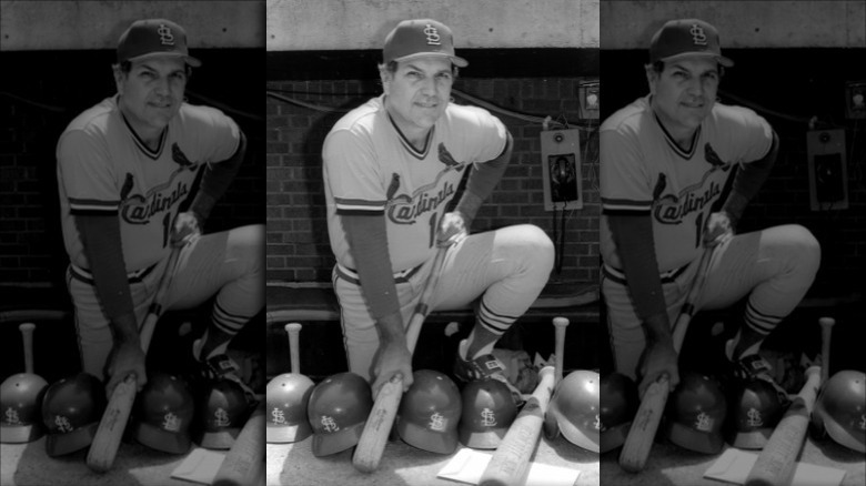 Ken Boyer in baseball dugout