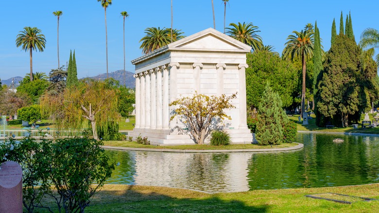 Mausoleum surrounded by lake