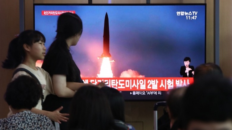 Korean broadcast of missile launch
