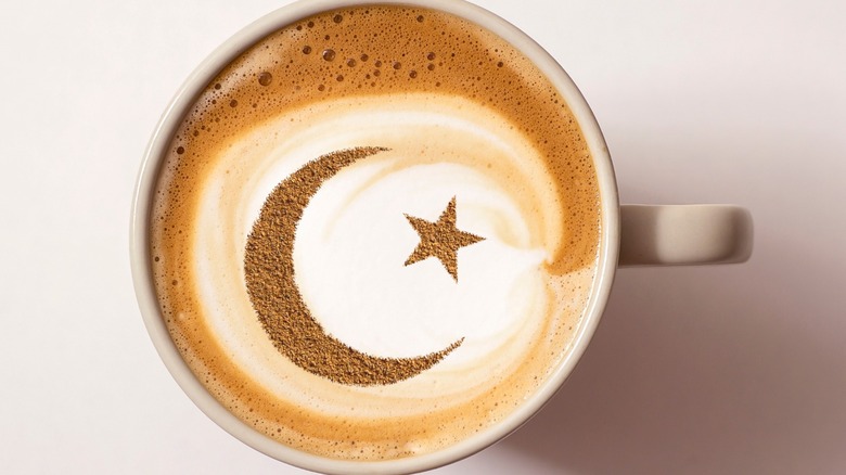 Islamic symbol in coffee cup