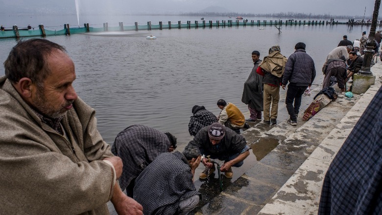 Muslims performing Wudu