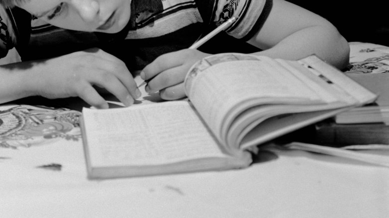 Boy studying at home