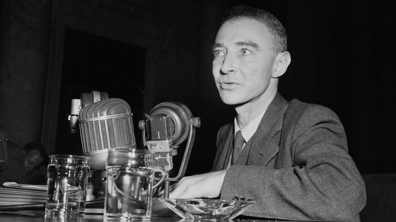 j. robert oppenheimer at microphones 