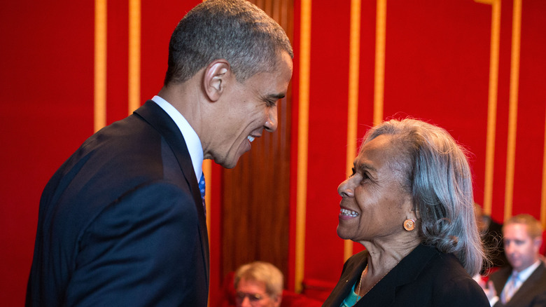 Rachel Robinson meeting President Obama