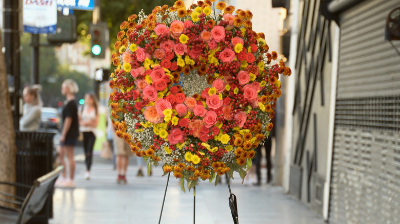 Flowers placed over Jim Nabors' Hollywood star