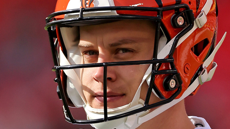 Joe Burrow in football helmet