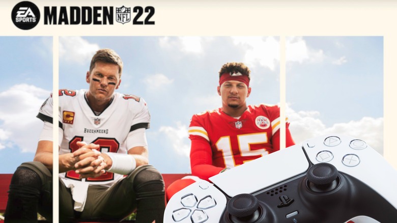 PlayStation controller and Madden NFL game
