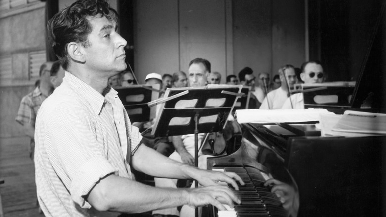 Leonard Bernstein playing the piano