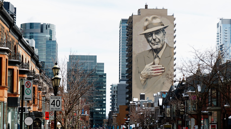 mural of Leonard Cohen in Montreal