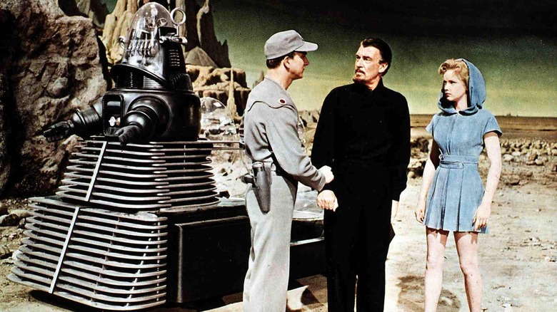 Leslie Nielsen, Walter Pigeon, and Anne Francis in Forbidden Planet