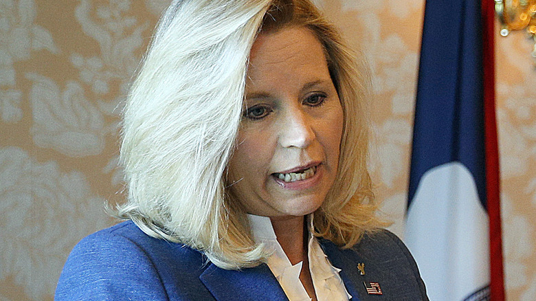 Liz Cheney addresses a crowd
