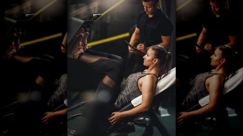 woman leg pressing