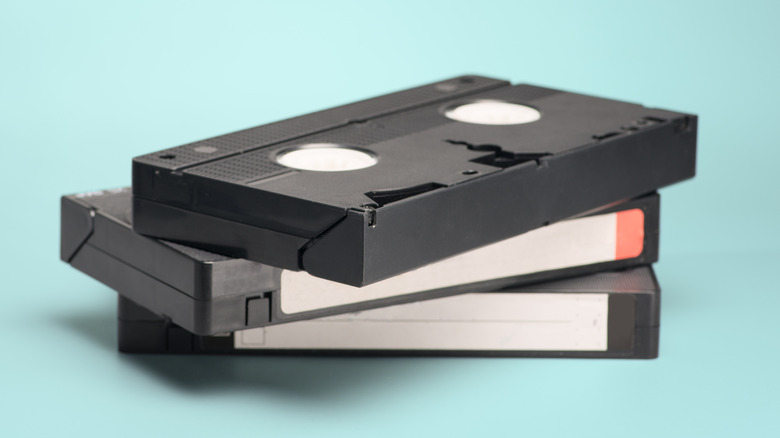 vhs tapes stacked