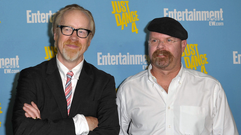 Adam Savage and Jamie Hyneman smiling at event