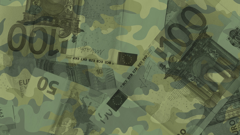 Euro notes in camo pattern