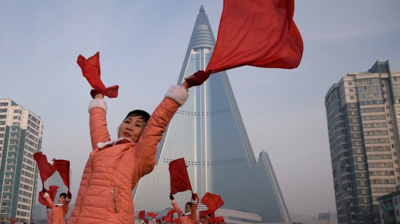 north korea women Ryugyong Hotel