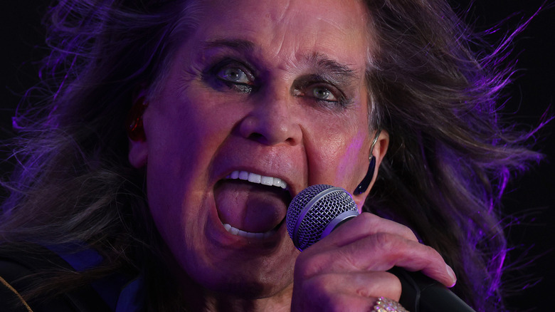 Ozzy Osbourne performing at an NFL game