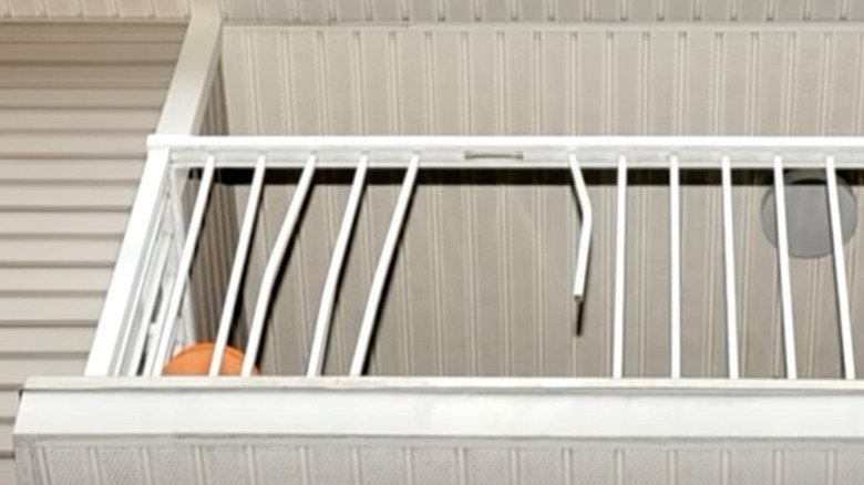 Three foot hole in railing Shirley Neumann fell through