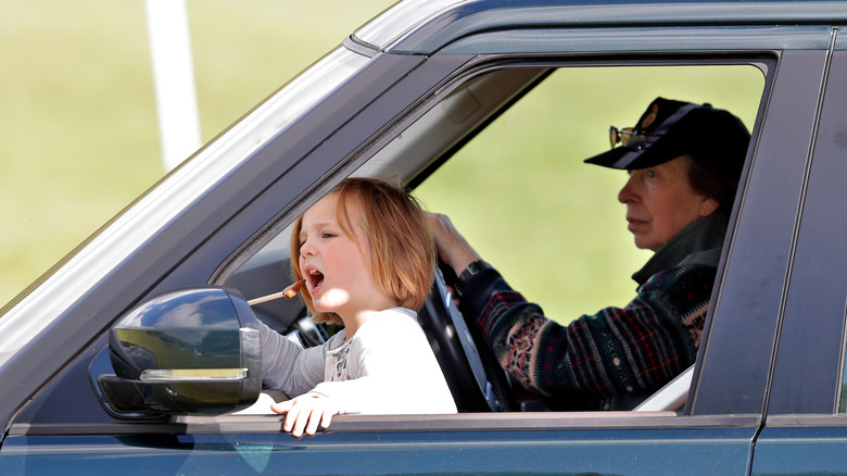 Princess Anne drives her granddaughter