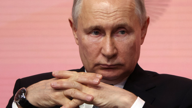 Vladimir Putin looking threatening
