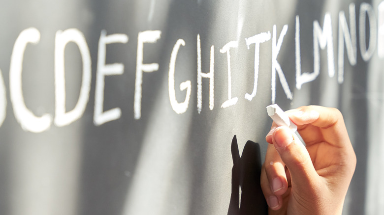chalkboard chalk aphabet