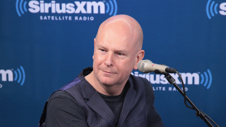 Philip Selway in front of mic