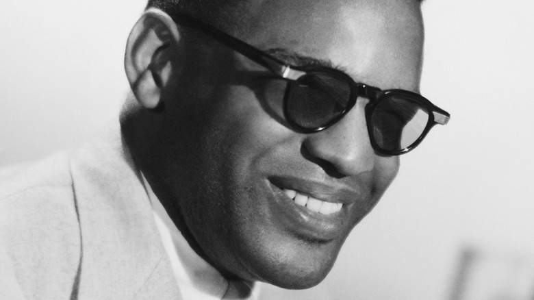 portrait of Ray Charles at the piano