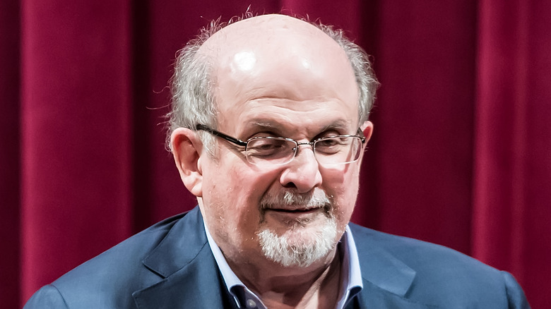 Salman Rushdie on stage in 2019.