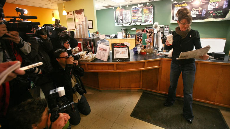 Sarah Palin in a coffee shop
