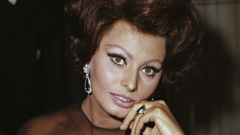 Sophia Loren looking at camera