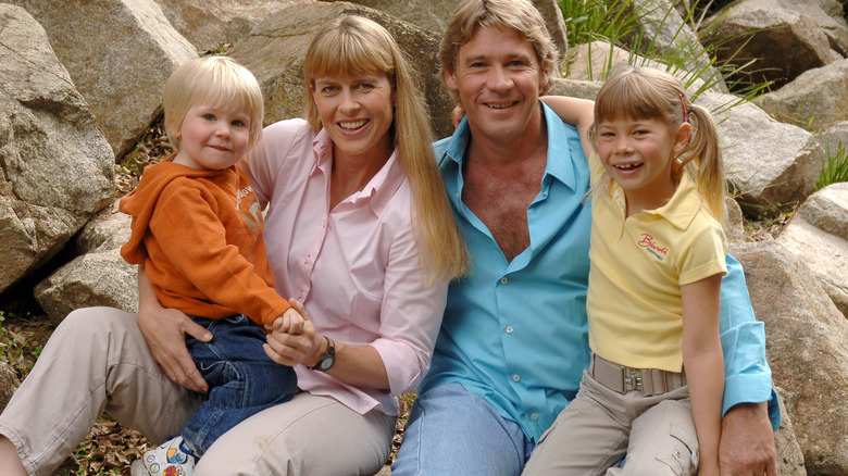 The Irwin family smiling